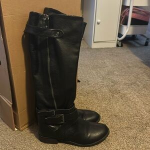 Black leather indigord boots